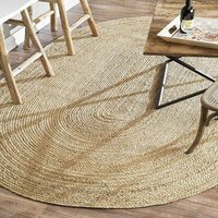 Hand Braided Jute Oval Rug - Brown / 120cm / 60cm