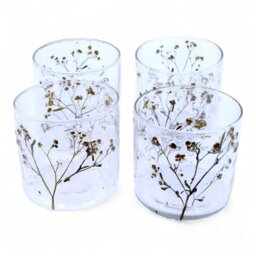 Natural Floral Glass Candle Holder Handmade Eco Friendly - White - thumbnail 2