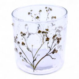 Natural Floral Glass Candle Holder Handmade Eco Friendly - White - thumbnail 5