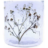 Natural Floral Glass Candle Holder Handmade Eco Friendly - White
