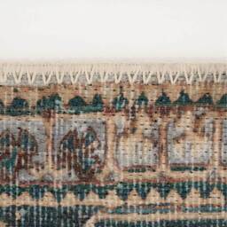 Distressed Bordered Medallion Persian Non Slip Washable Area Rug - Teal Blue / 240 x 60cm - thumbnail 5
