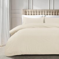 Satin Stripe Duvet Covers - Cream / King