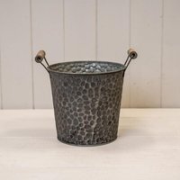 Grey Zinc pot with hammered finish (indent) and ears - Grey