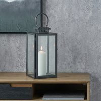 Steel and Glass Rectangular Lantern - Black / 39cm - image 1