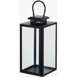 Steel and Glass Rectangular Lantern - Black / 39cm - thumbnail 3