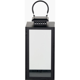 Steel and Glass Rectangular Lantern - Black / 39cm - thumbnail 2