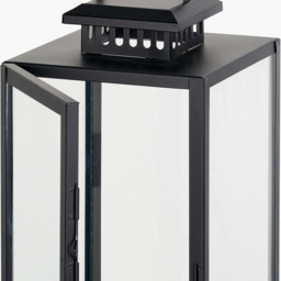 Steel and Glass Rectangular Lantern - Black / 39cm - thumbnail 4