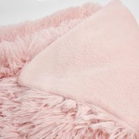 Sienna Fluffy Shaggy Blanket Throw Over Sofa Bed Fleece - Pink - image 1