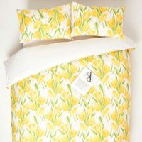 Yellow Tulips Printed Duvet Cover Set with Pillowcase - Yellow / Superking - image 1