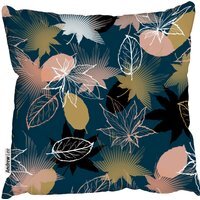 Maple leaves mix with autumn leaves Cushion - blue / 45cm
