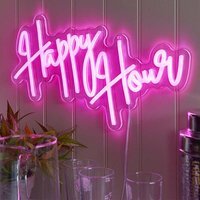 Happy Hour Neon LED Wall Art Sign - Pink