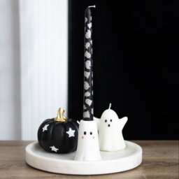 Sweet Ghost Candle Holder with Taper Candle Halloween Decor Gift - White - thumbnail 5