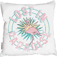 Flamingo and slogan graphic fresh summer days Cushion - pink / 60cm