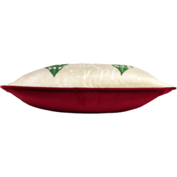 Jolly Santa Let It Snow Printed Piped Velvet Cushion - Ruby Red - thumbnail 3