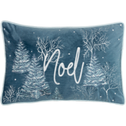 Arcticus Noel Embroidered Piped Velvet Cushion - Blue / 80 Polyester 20 Feather - thumbnail 2