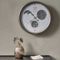 Retro Metal Working Cogs Wall Clock - White and Silver