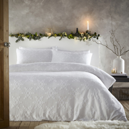Snowflake Tufted Cotton Duvet Cover Set - White / Double - thumbnail 2