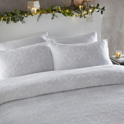 Snowflake Tufted Cotton Duvet Cover Set - White / Double - thumbnail 4