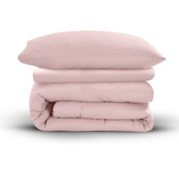 Soft Touch Plain Microfibre Duvet Cover and Pillowcase Set - Pink / Double - thumbnail 2