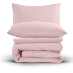 Soft Touch Plain Microfibre Duvet Cover and Pillowcase Set - Pink / Double - thumbnail 3