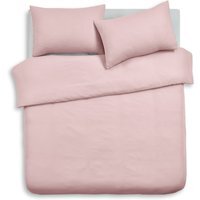 Soft Touch Plain Microfibre Duvet Cover and Pillowcase Set - Pink / Double - thumbnail 1
