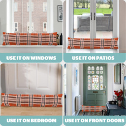 Classic Check Draught Excluder - Orange - thumbnail 2
