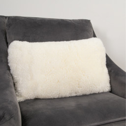 Short Pile Sheepskin Cushion - Ivory / Rectangle Cushion - thumbnail 5
