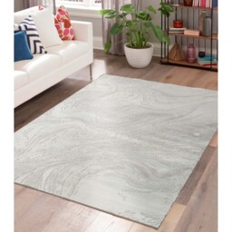 Perla Modern Abstract Action Living Room Area Rug Metallic Sheen Resin-Grey - Grey / 170cm - thumbnail 5
