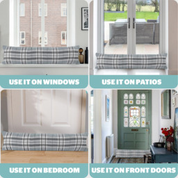 Classic Check Draught Excluder - Grey - thumbnail 2