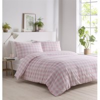 Cottagecore Gingham Duvet Cover Set - Pink / Single