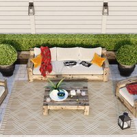 Beige Abstract Outdoor Rug - Basata - Beige / 160cm x 230cm - thumbnail 1