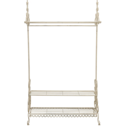 Wrought Iron Clothes Shoe Rack Coat Stand Garment Hanging Rail - Distressed Cream - thumbnail 3