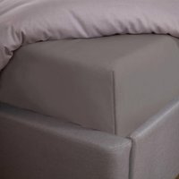 Highams Luxury Plain Dyed Cotton 30cm Deep Fitted Sheet - Grey / Single