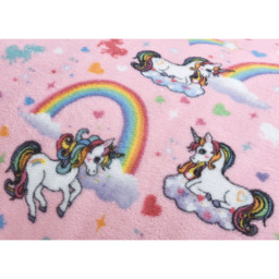 Unicorn Rainbow Teddy Soft Cosy Fleece Duvet Set - Pink Multi / Double - thumbnail 2