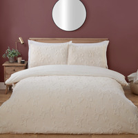 Bow Faux Fur Duvet Set - Ivory / Double