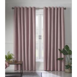 Linen Look Eyelet Ring Top Blackout Curtains - Blush / 137cm / 161cm - thumbnail 3
