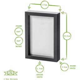 "3D Box Photo Frames with 4"" x 6"" Mounts - A5 (6"" x 8"") - Dark WoodWhite - Dark Wood/White" - thumbnail 2