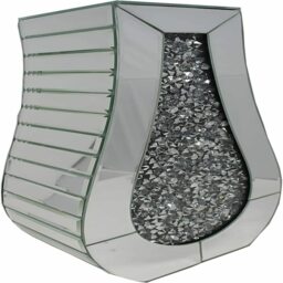 Silver Vase Crushed Mirrored Flower Pot Floating Shape - Silver - thumbnail 2