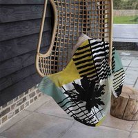 Geometric Shape Leaf Print In Yellow Green Blanket - Green - image 1
