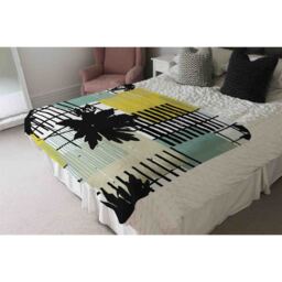 Geometric Shape  Leaf Print In Yellow  Green Blanket - Green - thumbnail 4