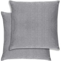 Pair of Matrix Textured Cushion Covers - 43x43cm - Cases Only - Grey - thumbnail 1