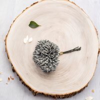 Artificial Pom Pom Bunch 22 cm - Grey - thumbnail 1