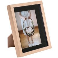 "3D Box Photo Frame - 8x10"" with 5 x 7"" Mount - Light Wood/Black"