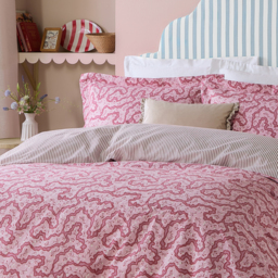 Brianna Floral Cotton Duvet Cover Set - Cherry / Double - thumbnail 2