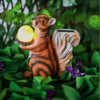 Solar Squirrel with LED Acorn Ornament  - Brown - image 1