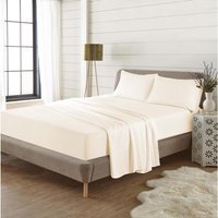 "Flannelette Brushed Cotton 16"" Deep Fitted Sheet - Cream / Single"
