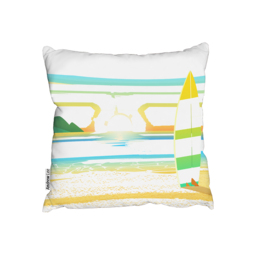 Surf Board On Beach Outdoor Cushion - Yellow / 60cm - thumbnail 2