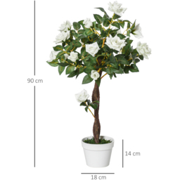 Outsunny Artificial Rose Flower Trees - White - thumbnail 5