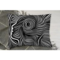 Woodcut Style On The Subject Of Human Soul Cushion - Black - image 1