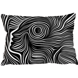 Woodcut Style On The Subject Of Human Soul Cushion - Black - thumbnail 2